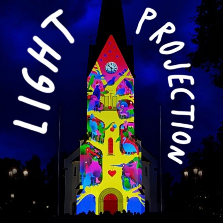 Light projection on Hamar Domkirke